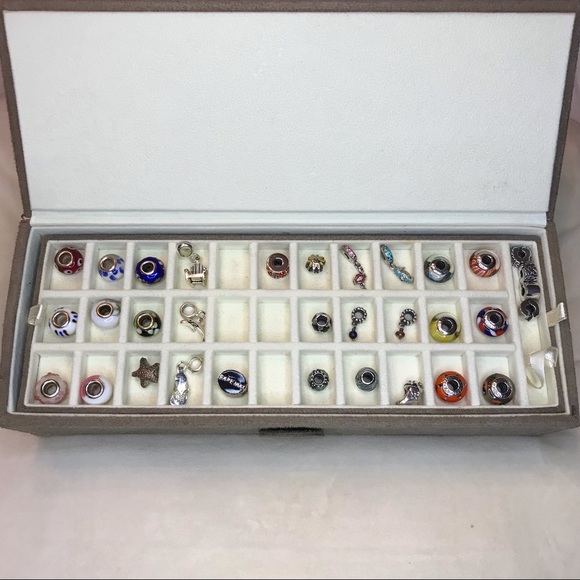 Sterling Silver Pandora Bracelets, Charms and Suede Jewelry Box. - Picture 2 of 8